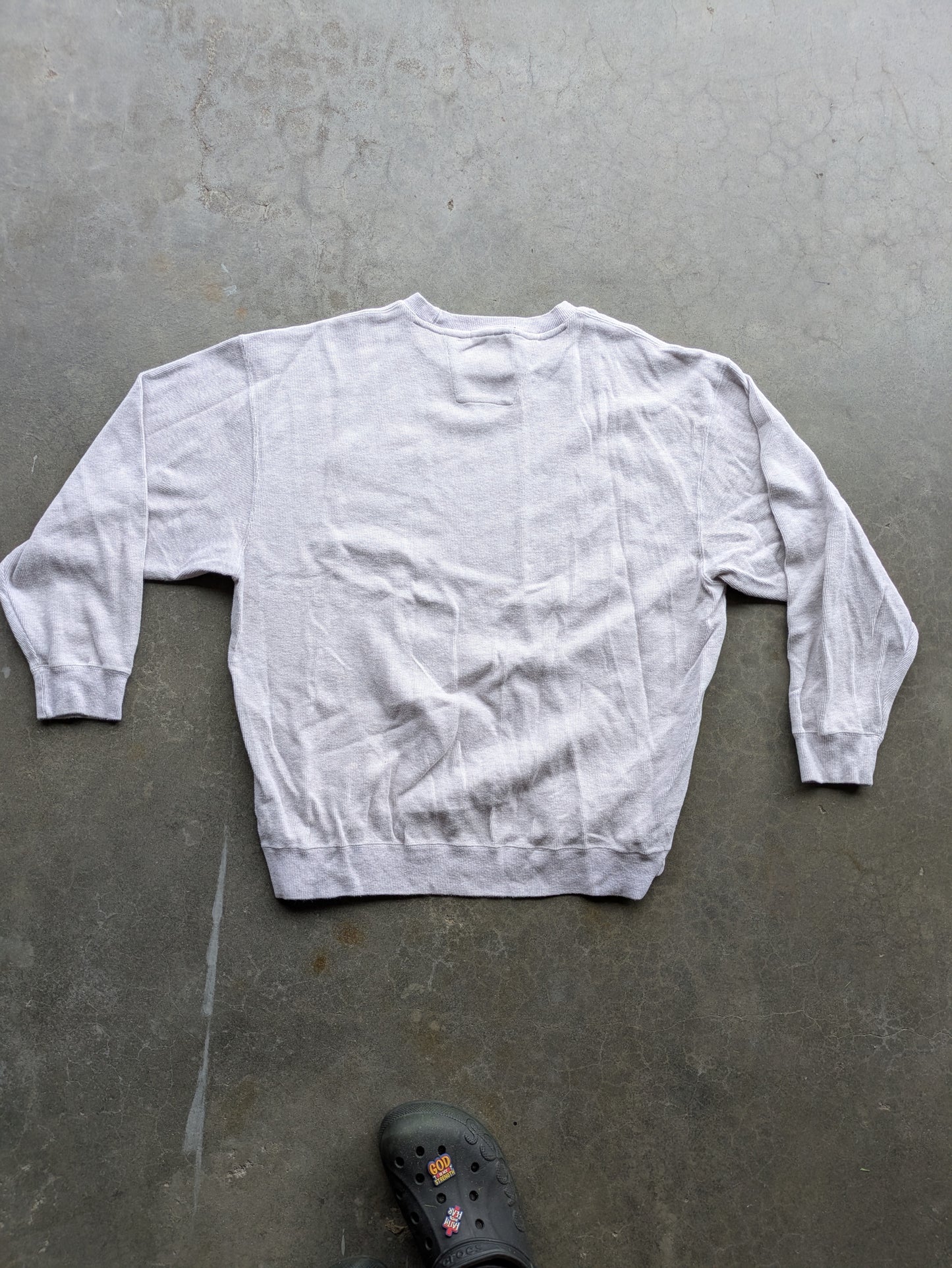 Custom Upcycled "God is Good" on VTG 90s Alexander Julian Grey Sweater Sz XL