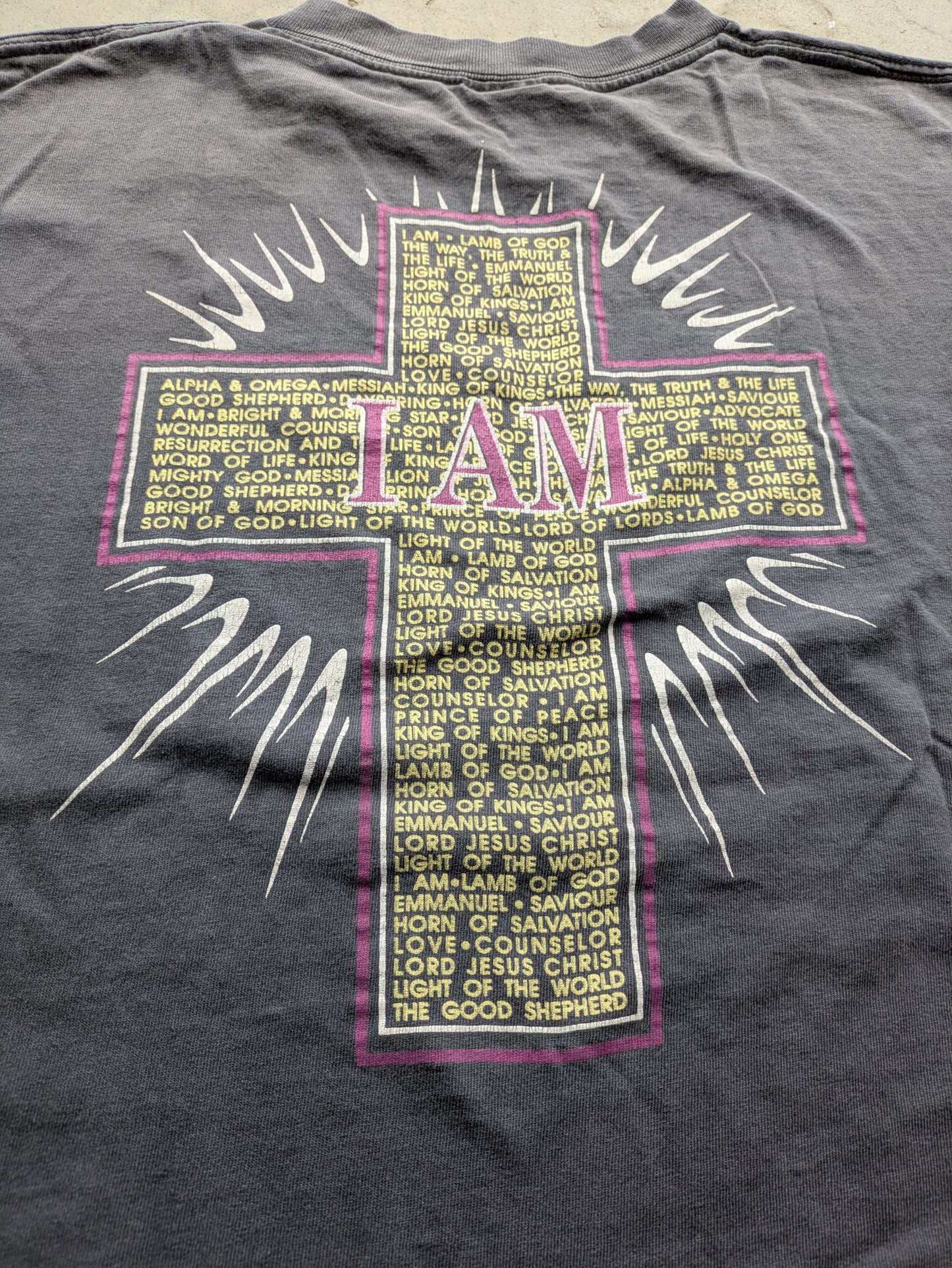 Vintage 90s "I Am" Cross Shirt Sz L