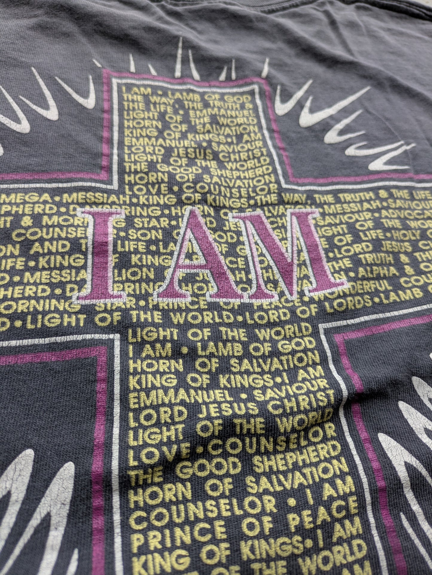 Vintage 90s "I Am" Cross Shirt Sz L