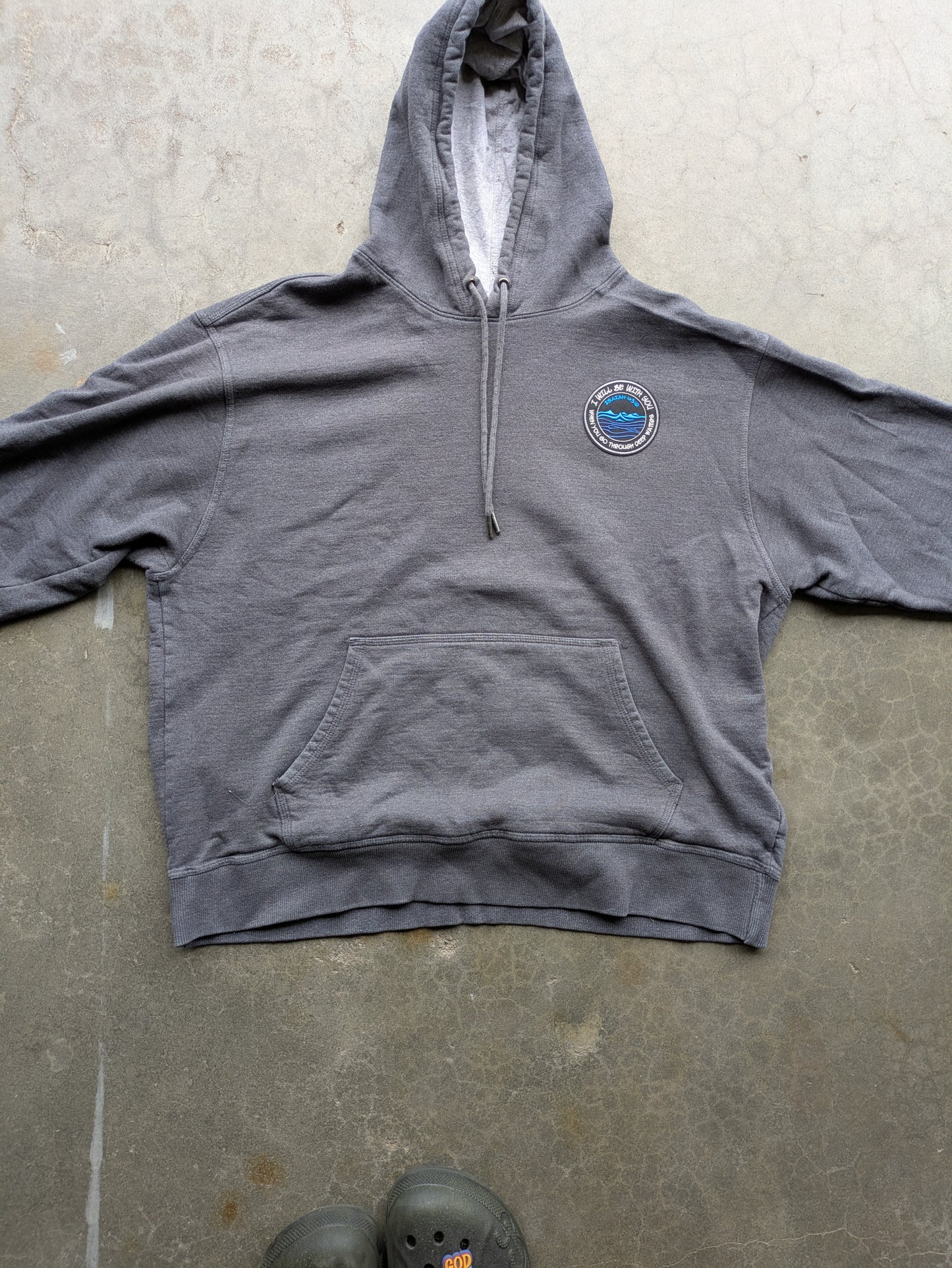 Custom Upcycled Isaiah 43:2 Charcoal Grey Champion Hoodie