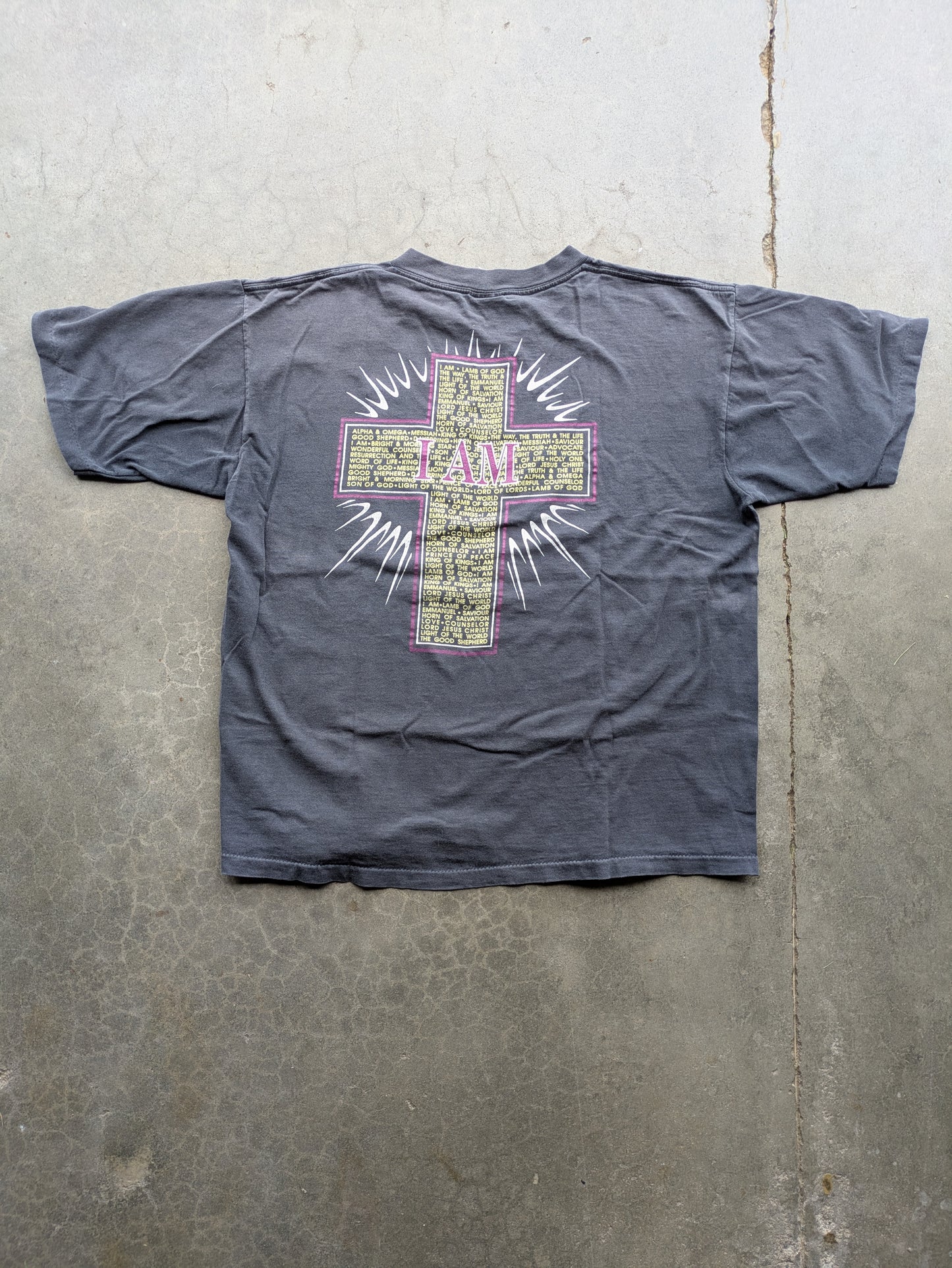 Vintage 90s "I Am" Cross Shirt Sz L