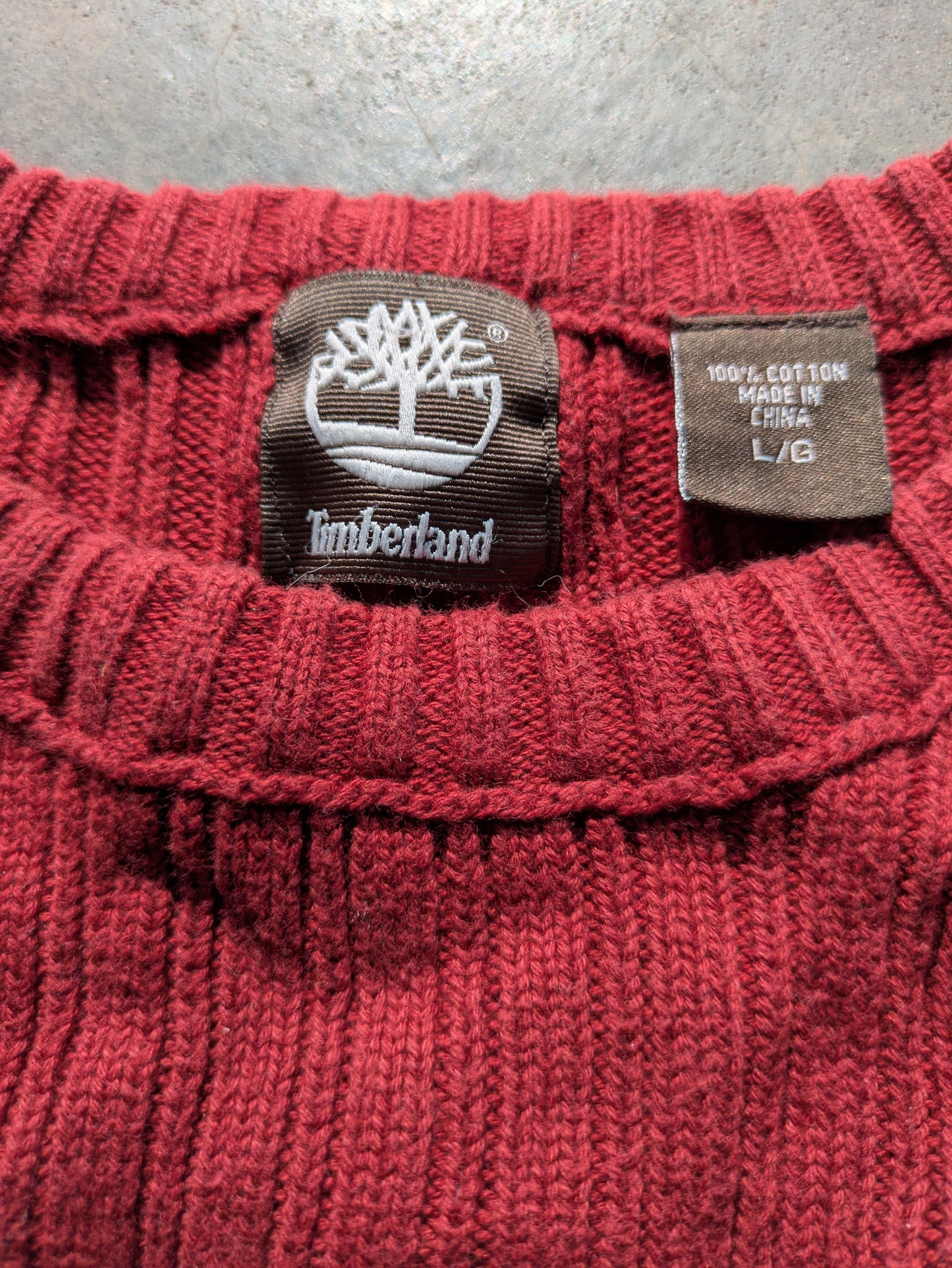 Custom Upcycled Scared Heart Maroon Red Timberland Sweater Sz Large