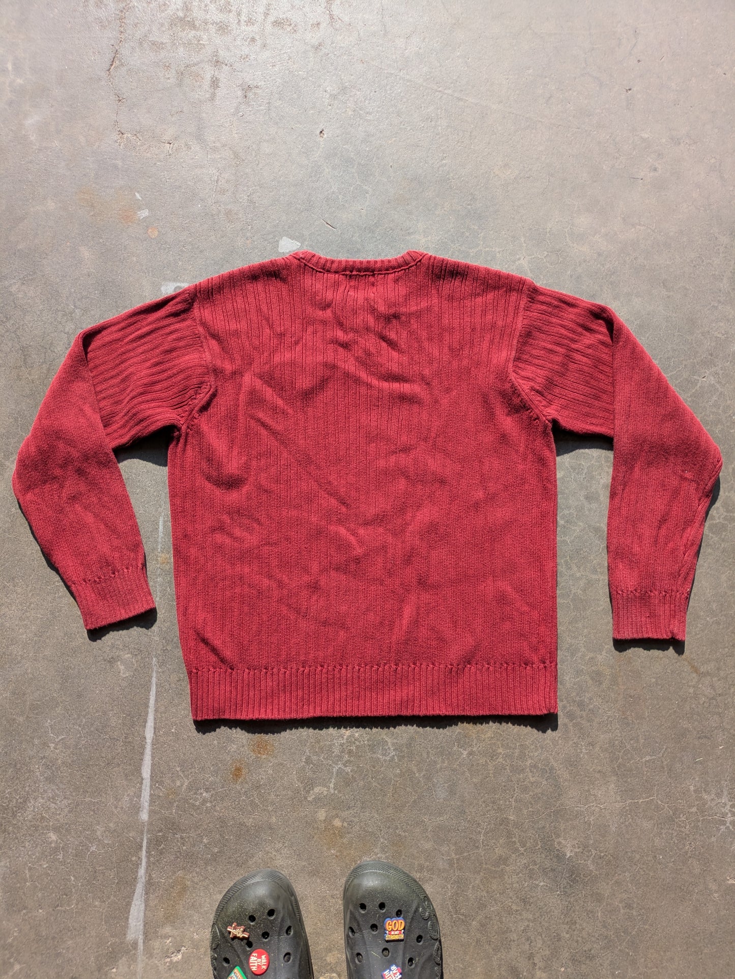 Custom Upcycled Scared Heart Maroon Red Timberland Sweater Sz Large