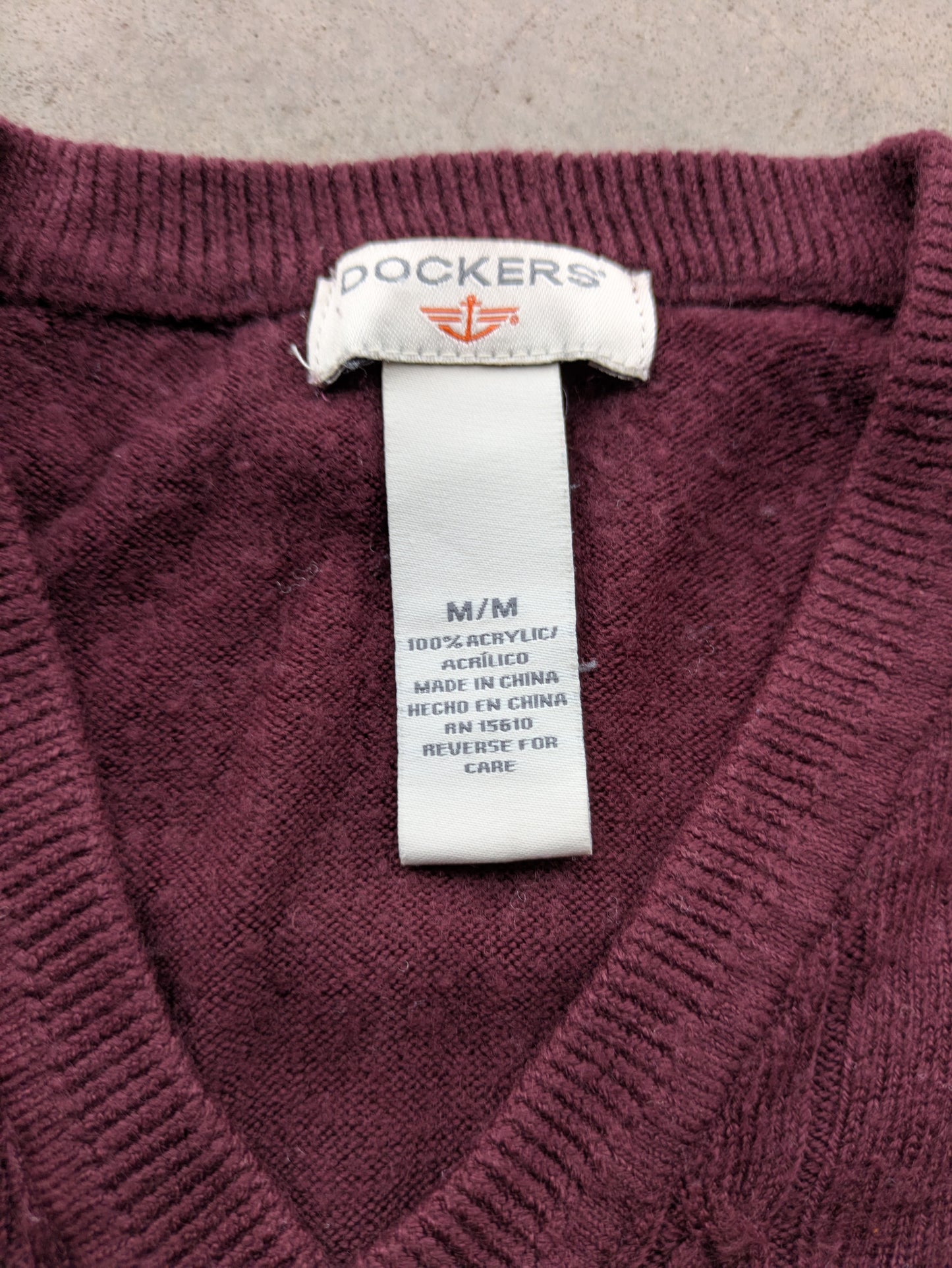 Dockers Maroon Red Sweater Vest Sz M