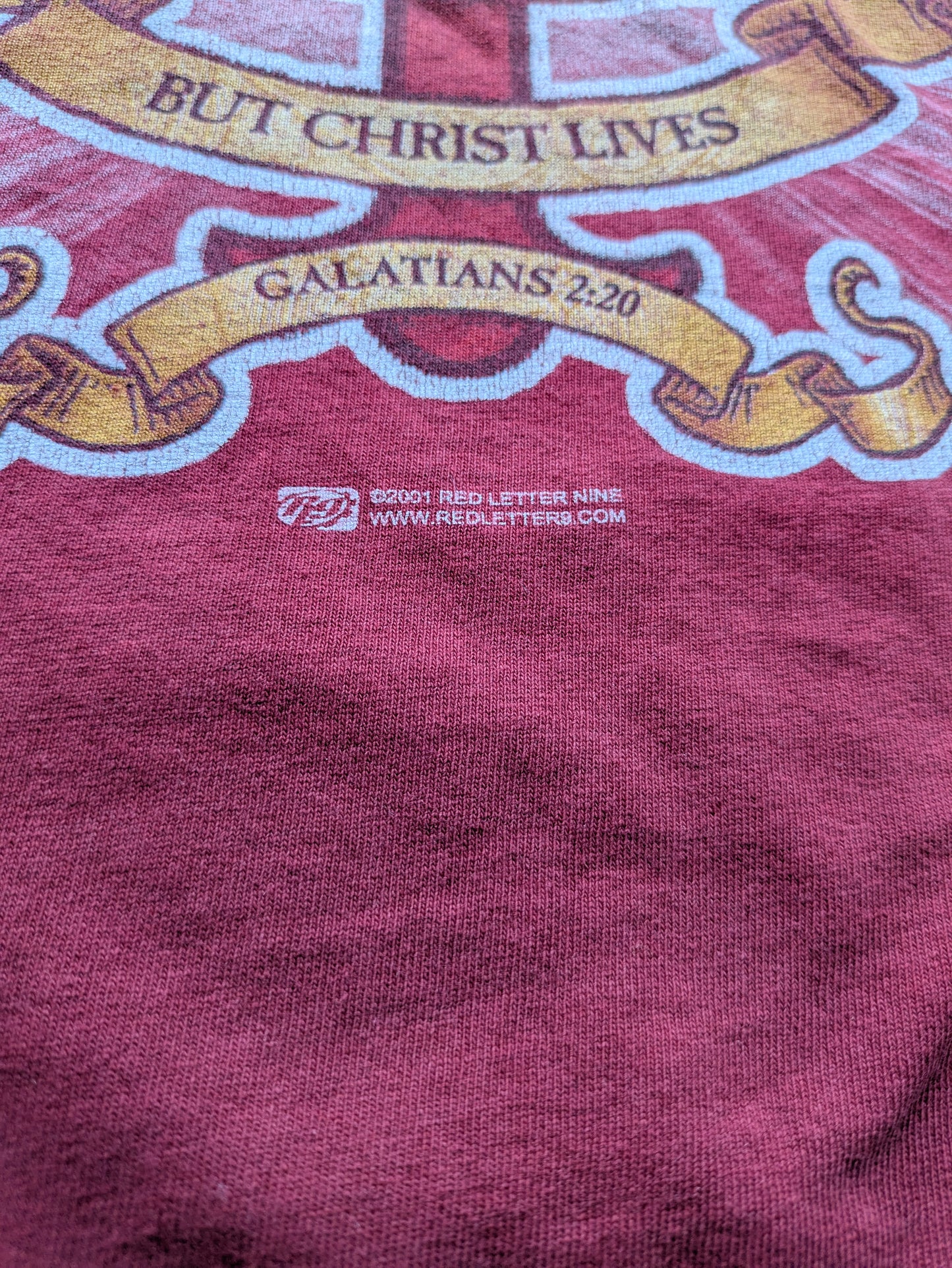 VTG Y2K Crucified Heart Maroon Shirt Sz XL