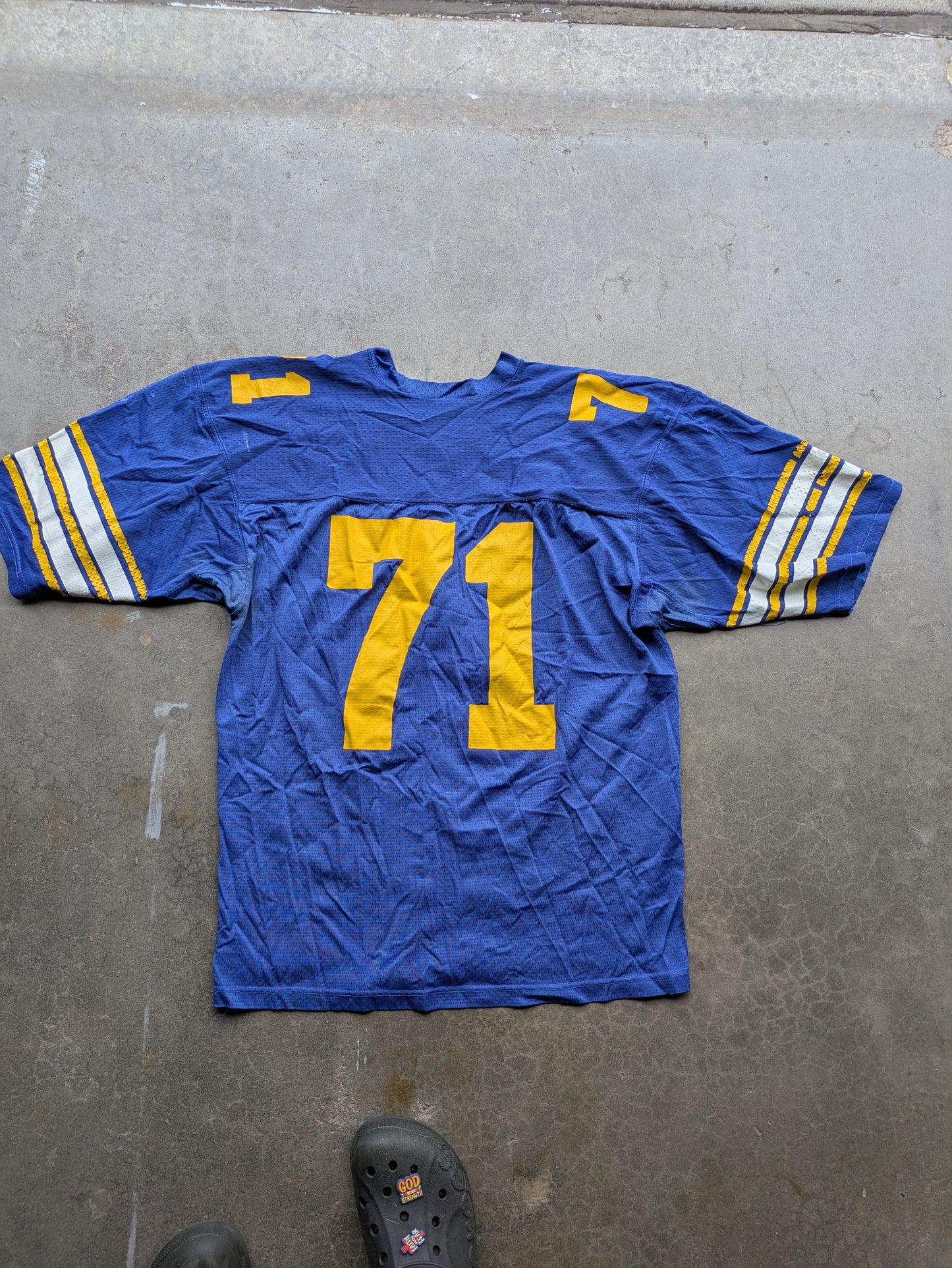 Custom Upcycled VTG Rochester NY Jersey w/ "God is Good" Patch